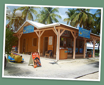 Le Centre Nautique Bleu Outremer en Guadeloupe, entouré de palmiers